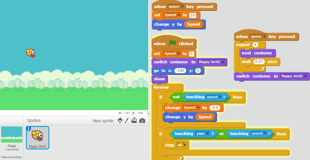 Scratch Coding Flappy Bird Game - Project Activity by Coding With Kat